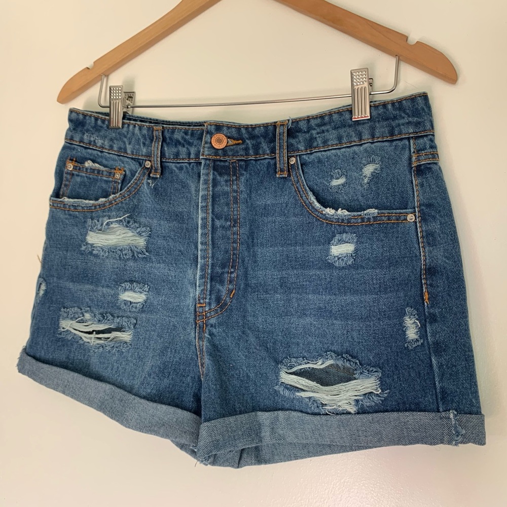 Cuffed & Distressed Jean Shorts